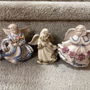 Sarah’s Angels Set of Three Figurines with Floral Accents